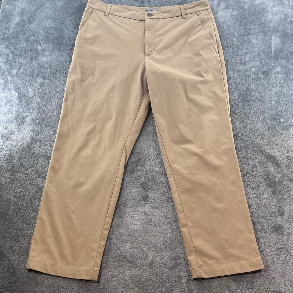 VRST Men Athletic Fit Commuter Chino Pants Tan Khaki Stretch 35x30